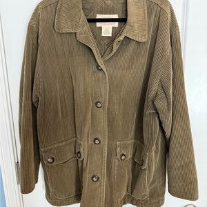 St. John’s Bay Vintage Women's Green Corduroy Button-Up Jacket L